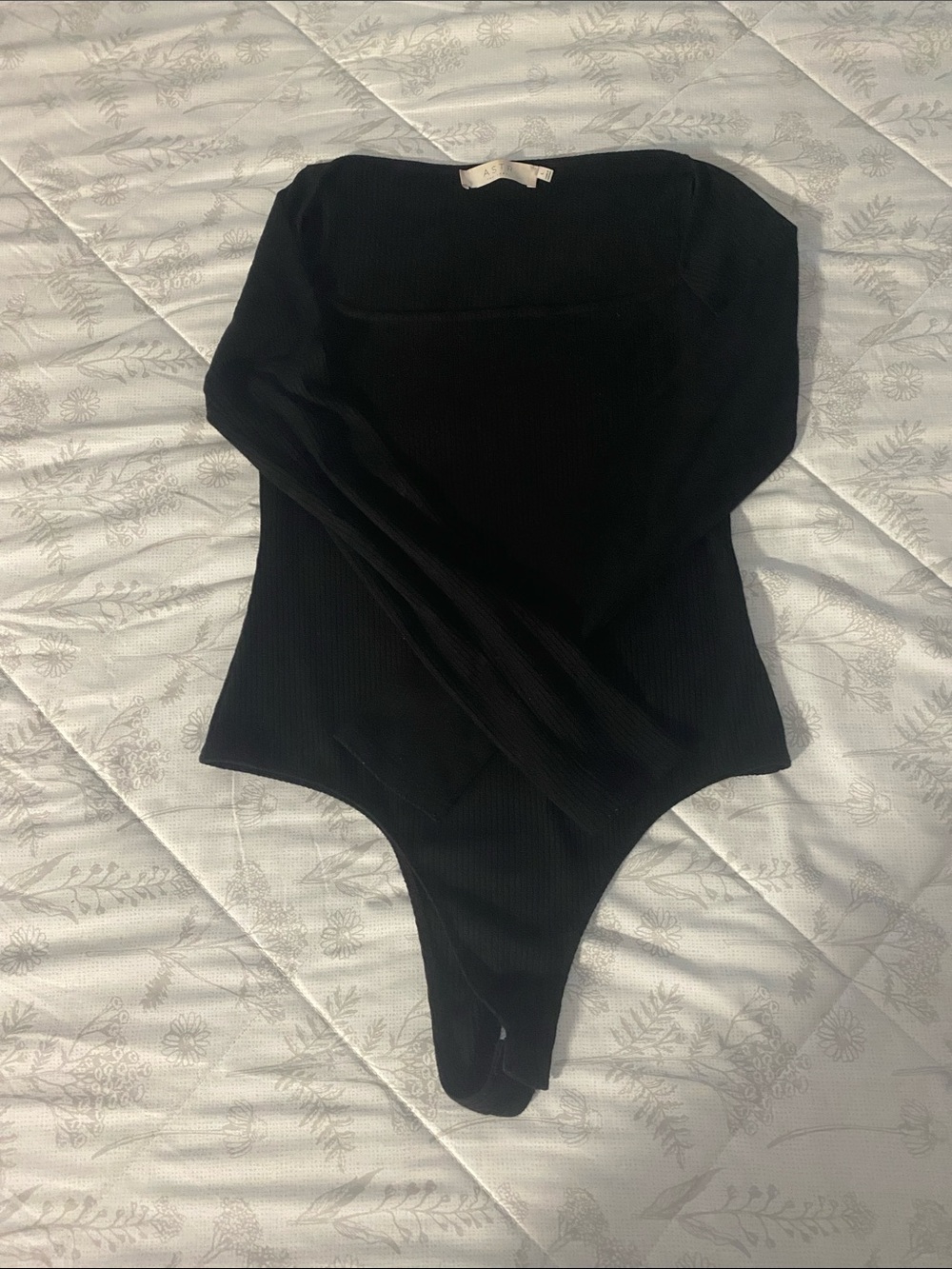 Astr Black Ribbed Long Sleeve Top